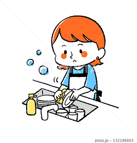 食器洗いをしている主婦 132286603