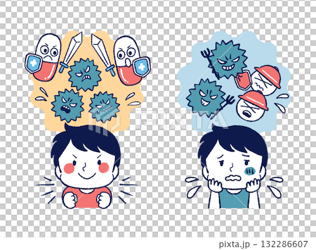 Illustration set of fighting pathogens Illustration set of fighting pathogens 132286607