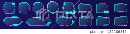 Glowing Blue Interface Panels Collection Glowing Blue Interface Panels Collection 132286813