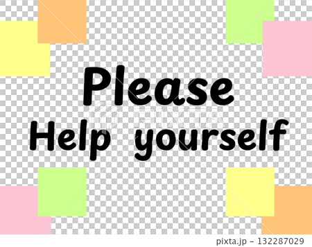 一組彩色方塊插圖“請自便” 一組彩色方塊插圖“請自便” 132287029