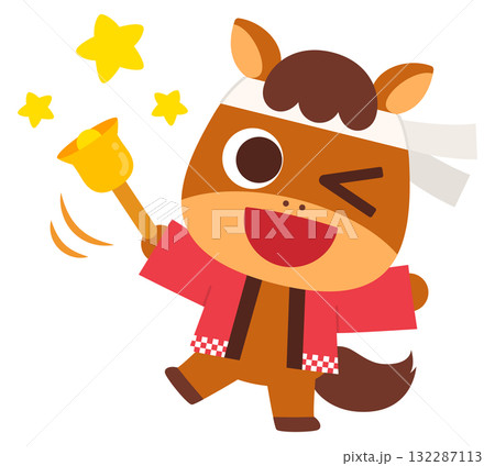 法被を着た馬のキャラクター 132287113