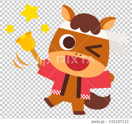 法被を着た馬のキャラクター 132287113