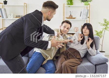 Jealous man confronts couple in tense love triangle filled with betrayal and lies 132287137