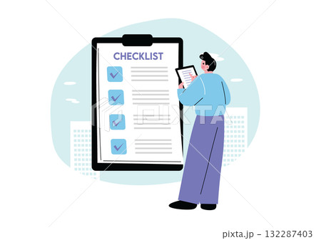 仕事のチェックリストを確認する男性 132287403