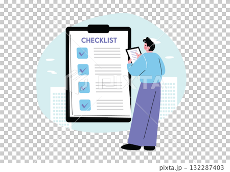 仕事のチェックリストを確認する男性 132287403