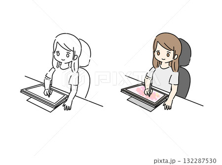 勉強する女性のイラスト 勉強する女性のイラスト 132287530