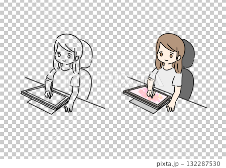 勉強する女性のイラスト 勉強する女性のイラスト 132287530