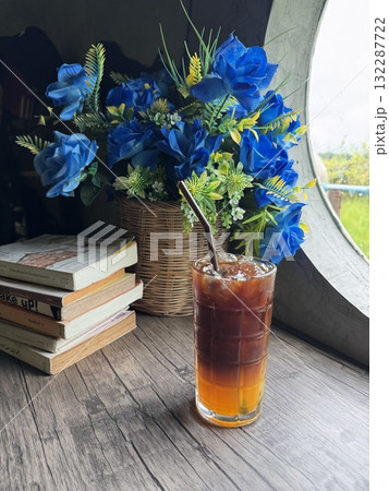 Refreshing Orange Americano Coffee with Citrus Twist	 132287722