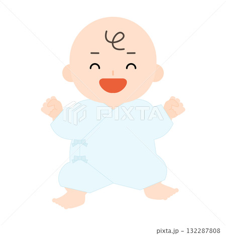 肌着を着た笑顔の赤ちゃん 132287808