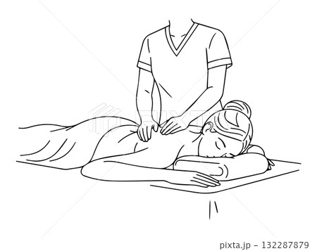 マッサージ施術イラスト（リラクゼーションの概念） 132287879