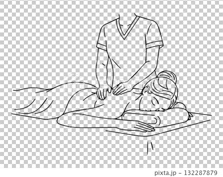 マッサージ施術イラスト（リラクゼーションの概念） 132287879