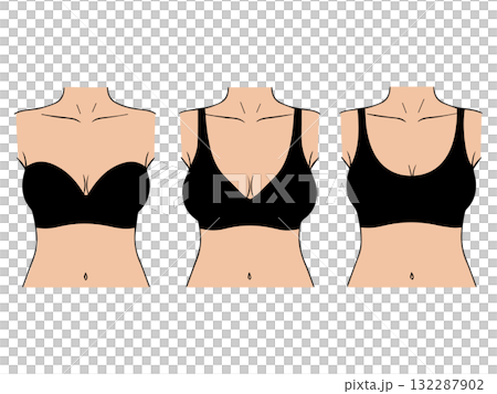 Illustration of bra types (front view) 132287902