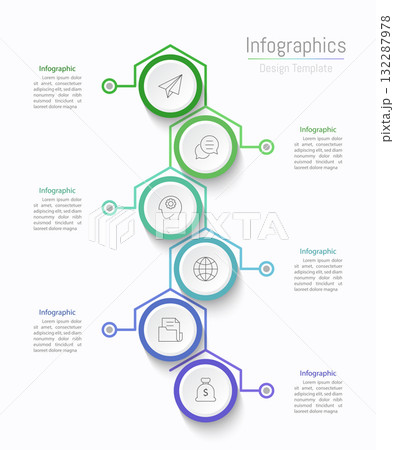 Infographic 6 options design elements for your business data. Vector Illustration. 132287978