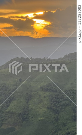 Beautiful Green Mountain Valley Sunset in Northern Thailand Beautiful Green Mountain Valley Sunset in Northern Thailand 132288002