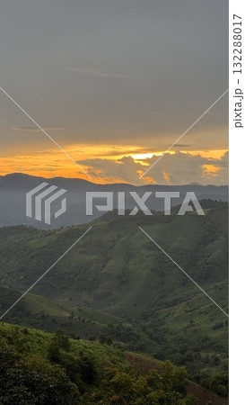 Beautiful Green Mountain Valley Sunset in Northern Thailand Beautiful Green Mountain Valley Sunset in Northern Thailand 132288017