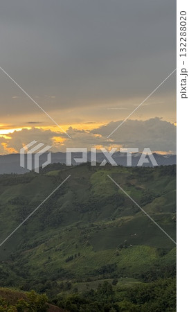 Beautiful Green Mountain Valley Sunset in Northern Thailand 132288020