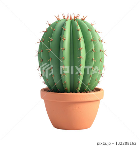 鉢植えサボテンの立体イラスト 鉢植えサボテンの立体イラスト 132288162