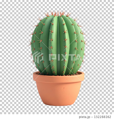 鉢植えサボテンの立体イラスト 鉢植えサボテンの立体イラスト 132288162