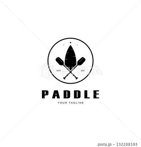 simple paddle logo,design for surfing,rafting,canoe,boat,surfing and rowing equipment business,vector 132288193