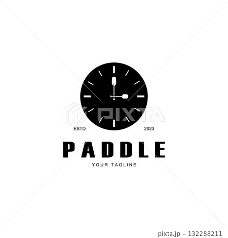 simple paddle logo,design for surfing,rafting,canoe,boat,surfing and rowing equipment business,vector 132288211