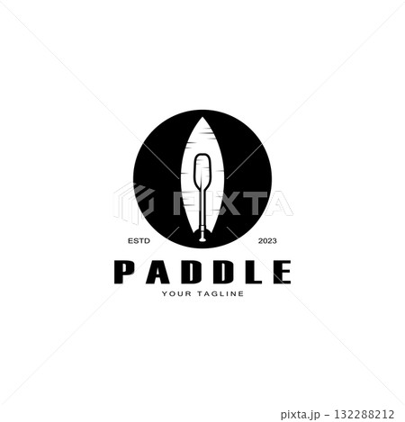simple paddle logo,design for surfing,rafting,canoe,boat,surfing and rowing equipment business,vector 132288212