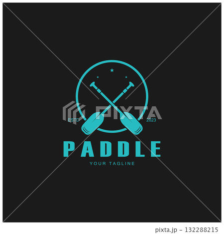 simple paddle logo,design for surfing,rafting,canoe,boat,surfing and rowing equipment business,vector 132288215