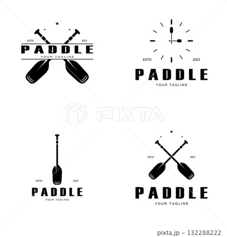 simple paddle logo,design for surfing,rafting,canoe,boat,surfing and rowing equipment business,vector 132288222