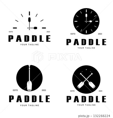 simple paddle logo,design for surfing,rafting,canoe,boat,surfing and rowing equipment business,vector 132288224