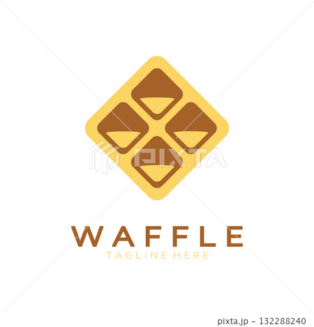 waffle logo simple illustration design,for pastry shop,emblem,badge,bakery business,pastry,bakery,vector 132288240