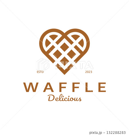 waffle logo simple illustration design,for pastry shop,emblem,badge,bakery business,pastry,bakery,vector 132288283