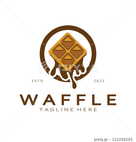 waffle logo simple illustration design,for pastry shop,emblem,badge,bakery business,pastry,bakery,vector 132288285
