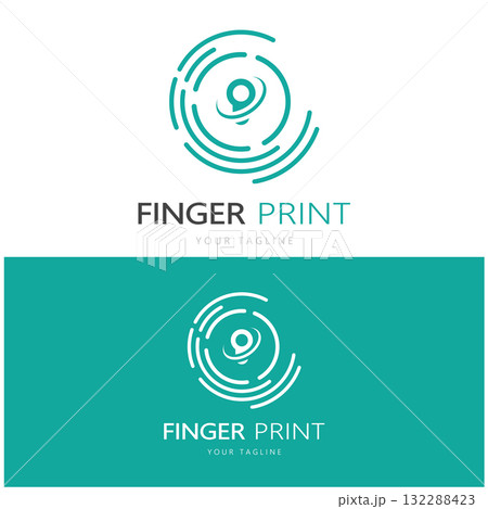 simple flat fingerprint logo,for security,identification,badge,emblem,business card,digital,vector 132288423