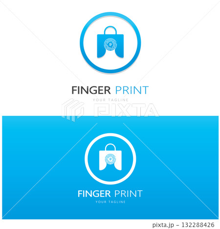 simple flat fingerprint logo,for security,identification,badge,emblem,business card,digital,vector 132288426