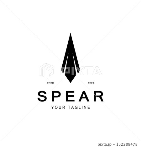 Spear logo icon vector illustration design.Head spear logo vintage illustration design vector Spear logo icon vector illustration design.Head spear logo vintage illustration design vector 132288478