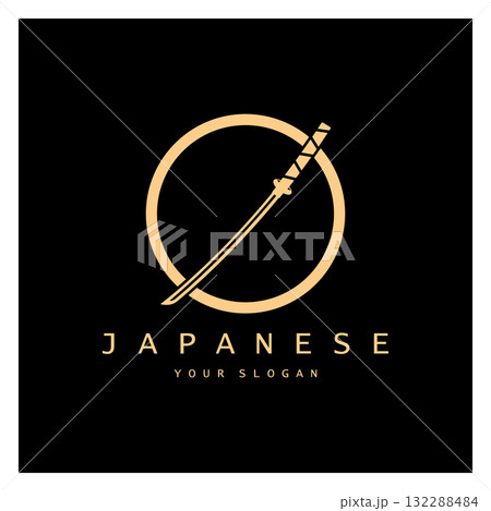 simple katana samurai sword logo design template vector, simple katana samurai sword logo design template vector, 132288484