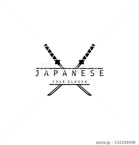 simple katana samurai sword logo design template vector, simple katana samurai sword logo design template vector, 132288490