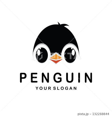 simple penguin logo design template illustration. 132288644