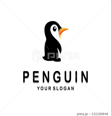 simple penguin logo design template illustration. 132288646
