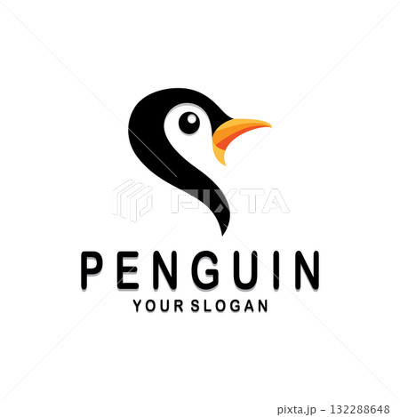 simple penguin logo design template illustration. 132288648