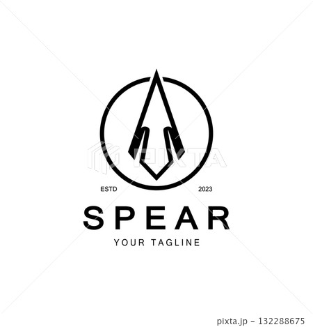 Spear logo icon vector illustration design.Head spear logo vintage illustration design vector Spear logo icon vector illustration design.Head spear logo vintage illustration design vector 132288675