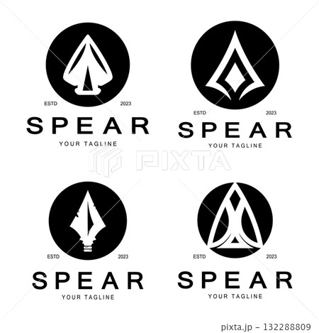 Spear logo icon vector illustration design.Head spear logo vintage illustration design vector Spear logo icon vector illustration design.Head spear logo vintage illustration design vector 132288809