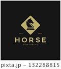 Chess strategy game logo with horse, king, pawn, minister and rook. Logo for chess tournament, chess team, chess championship, chess game application. 132288815