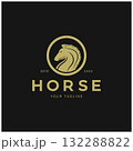 Chess strategy game logo with horse, king, pawn, minister and rook. Logo for chess tournament, chess team, chess championship, chess game application. 132288822