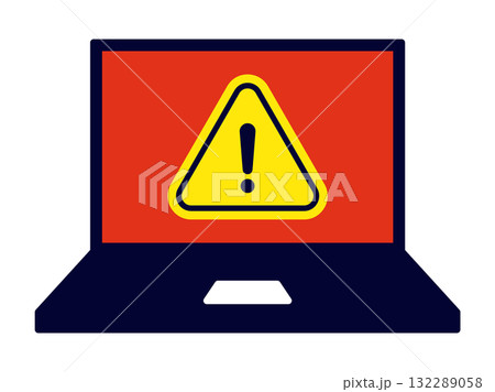 赤い画面に警告マークが表示されたノートパソコンのイラスト 赤い画面に警告マークが表示されたノートパソコンのイラスト 132289058
