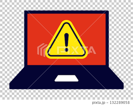 赤い画面に警告マークが表示されたノートパソコンのイラスト 赤い画面に警告マークが表示されたノートパソコンのイラスト 132289058
