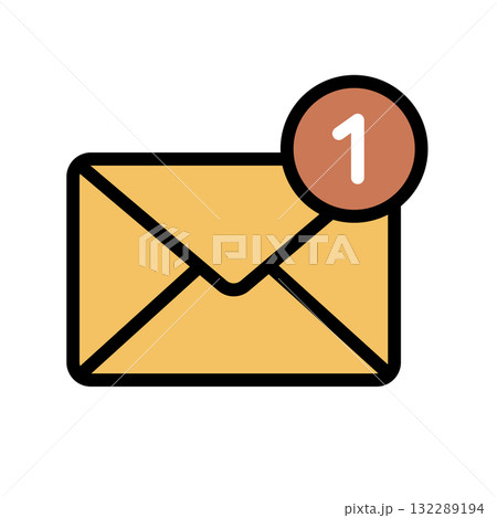 メール受信を知らせるシンプルなフラットデザインアイコン 132289194