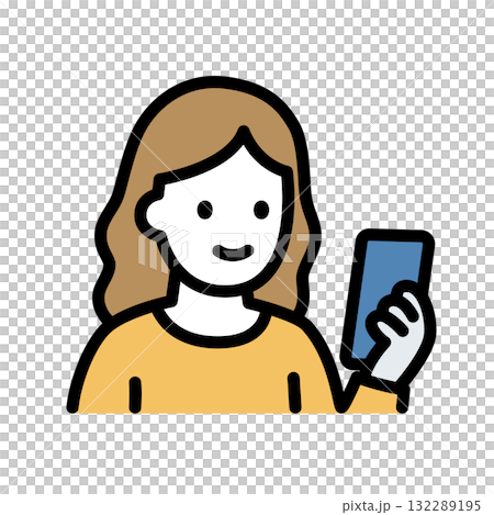 Flat icon of a woman holding a smartphone (vector illustration) Flat icon of a woman holding a smartphone (vector illustration) 132289195