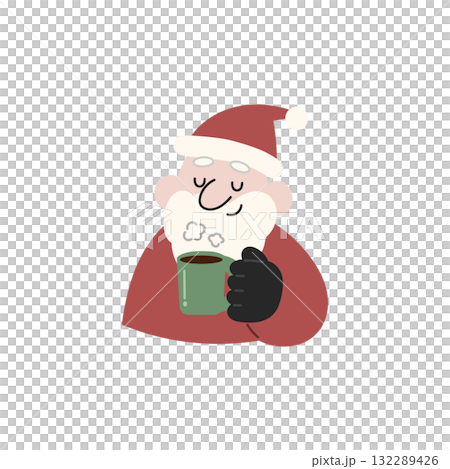 Santa Claus relaxing with coffee [Christmas] 132289426