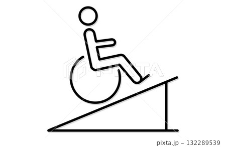 車椅子とスロープのピクト素材アイコン 132289539