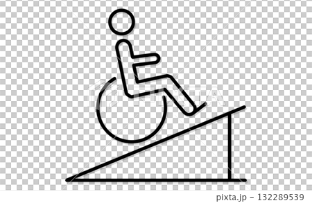 車椅子とスロープのピクト素材アイコン 132289539